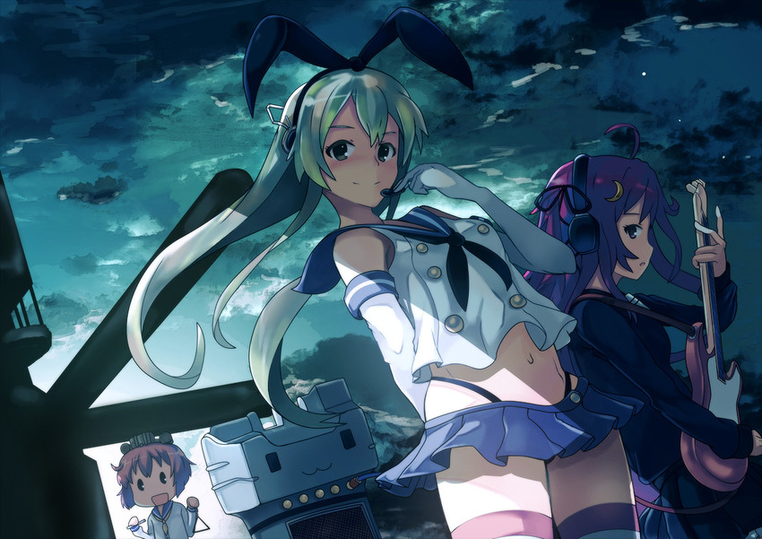 shimakaze, yukikaze, rensouhou-chan, and uzuki (kantai collection) drawn by usugiri_bacon