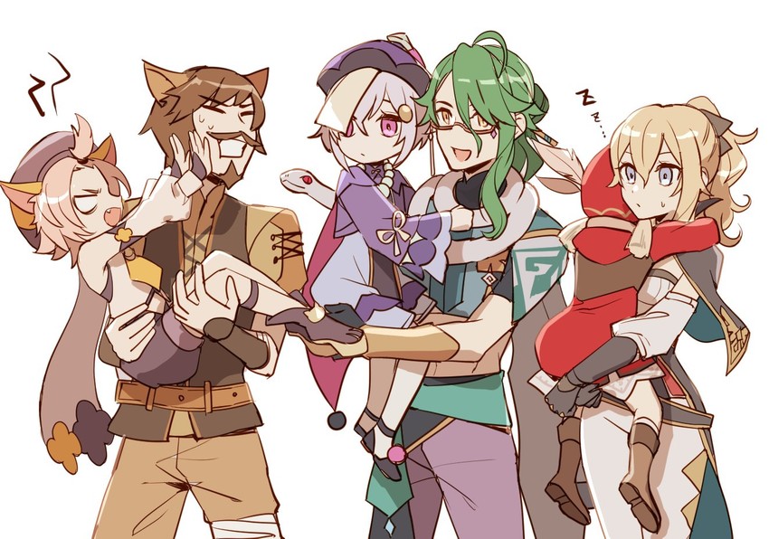 klee, jean, qiqi, diona, baizhu, and 2 more (genshin impact) drawn by rome_romedo