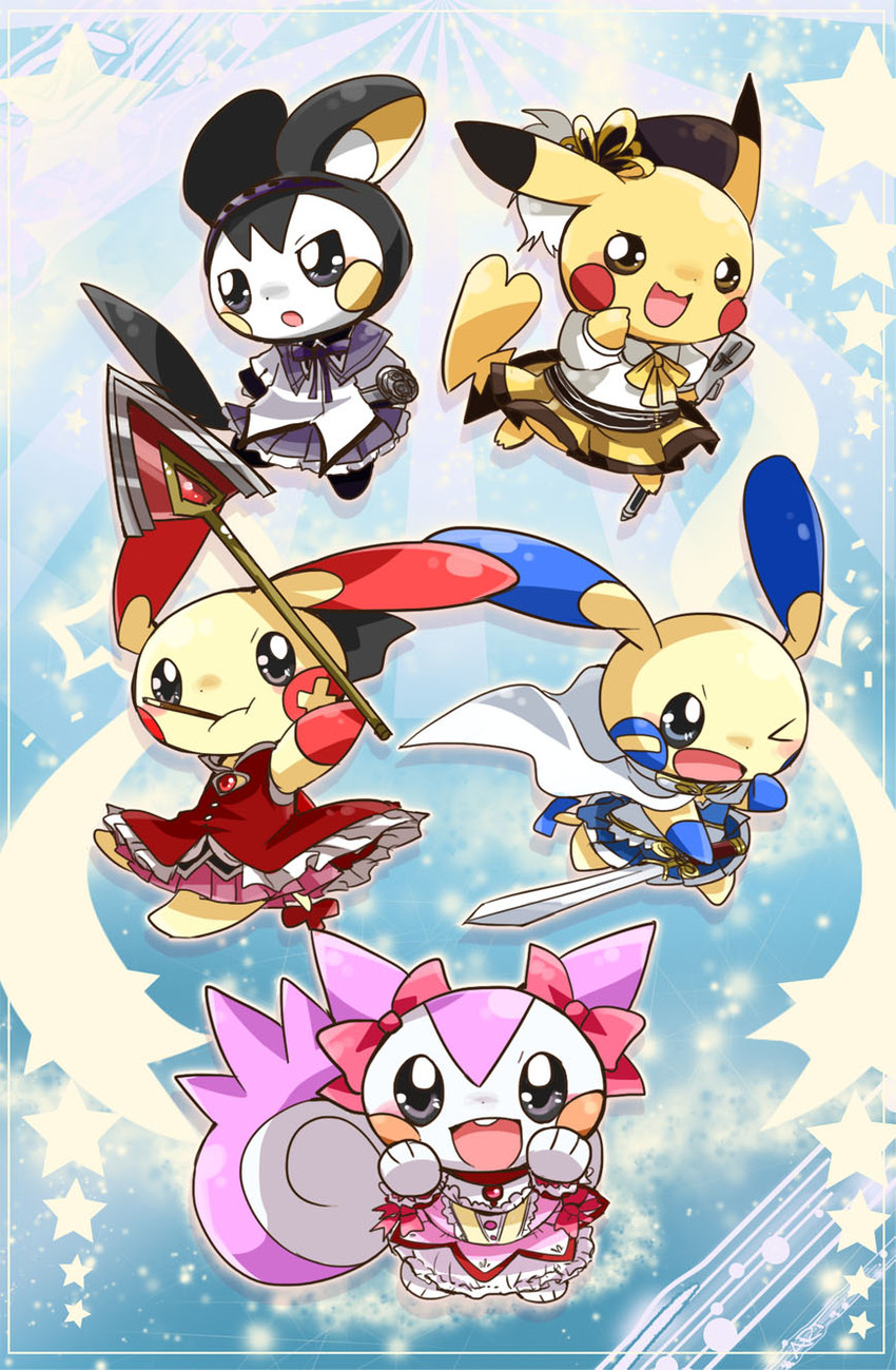 akemi homura, kaname madoka, miki sayaka, sakura kyoko, tomoe mami, and 5 more (pokemon and 1 more) drawn by nono_(norabi)