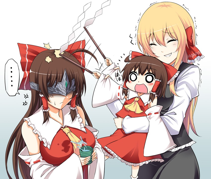 hakurei reimu, rumia, sendai hakurei no miko, and fire keeper (touhou and 3 more) drawn by koissa