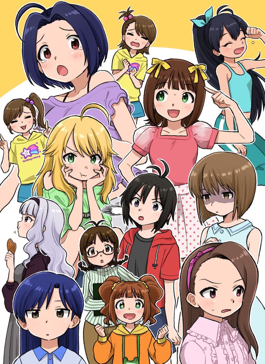 hoshii miki, kisaragi chihaya, amami haruka, kikuchi makoto, shijou takane, and 8 more (idolmaster) drawn by naruse_ill