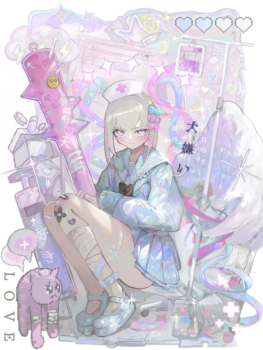chouzetsusaikawa tenshi-chan and pien cat (needy girl overdose) drawn by asamineru