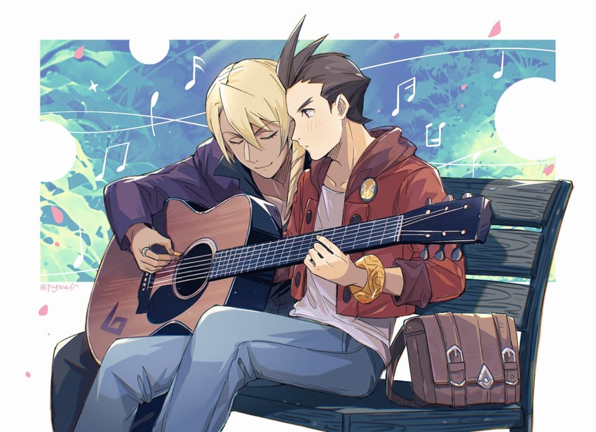 apollo justice and klavier gavin (ace attorney) drawn by kaeru_(qingwali)