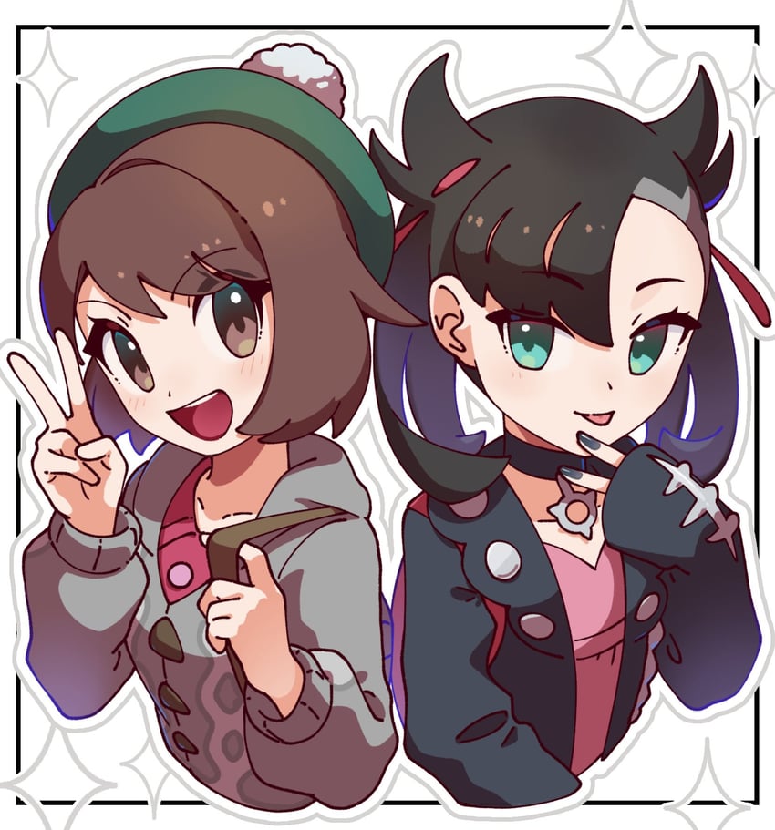 marnie and gloria (pokemon and 1 more) drawn by omochi_(omotimotittona3)