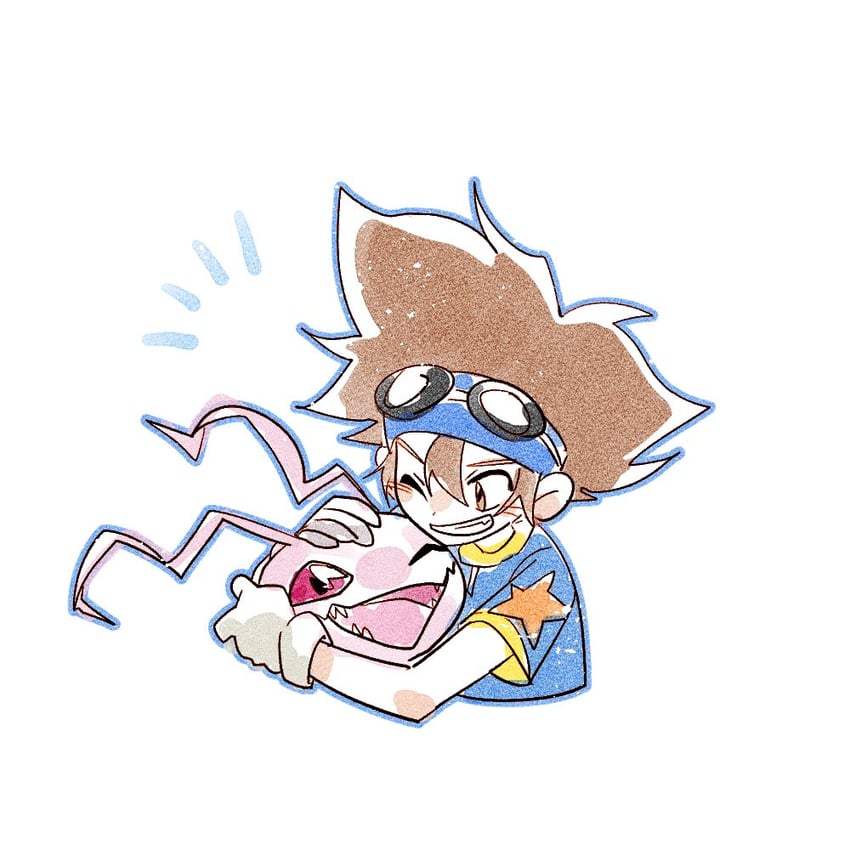 yagami taichi and koromon (digimon and 1 more) drawn by yuzikoz_mega