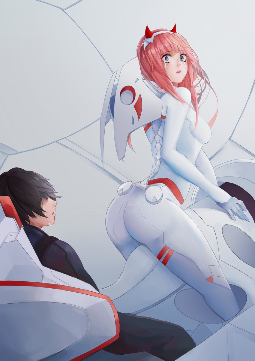 zero two and hiro (darling in the franxx) drawn by rabitou