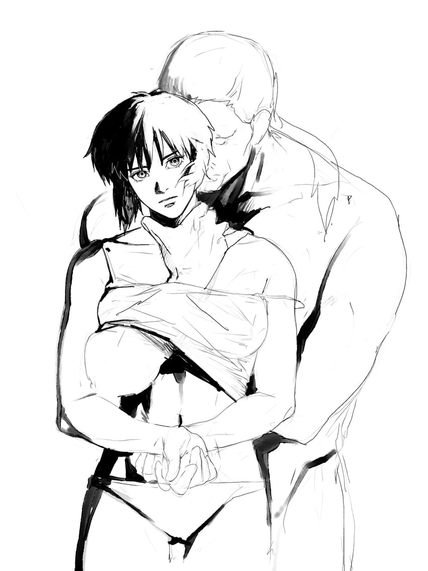kusanagi motoko and batou (ghost in the shell) drawn by aizheajsee
