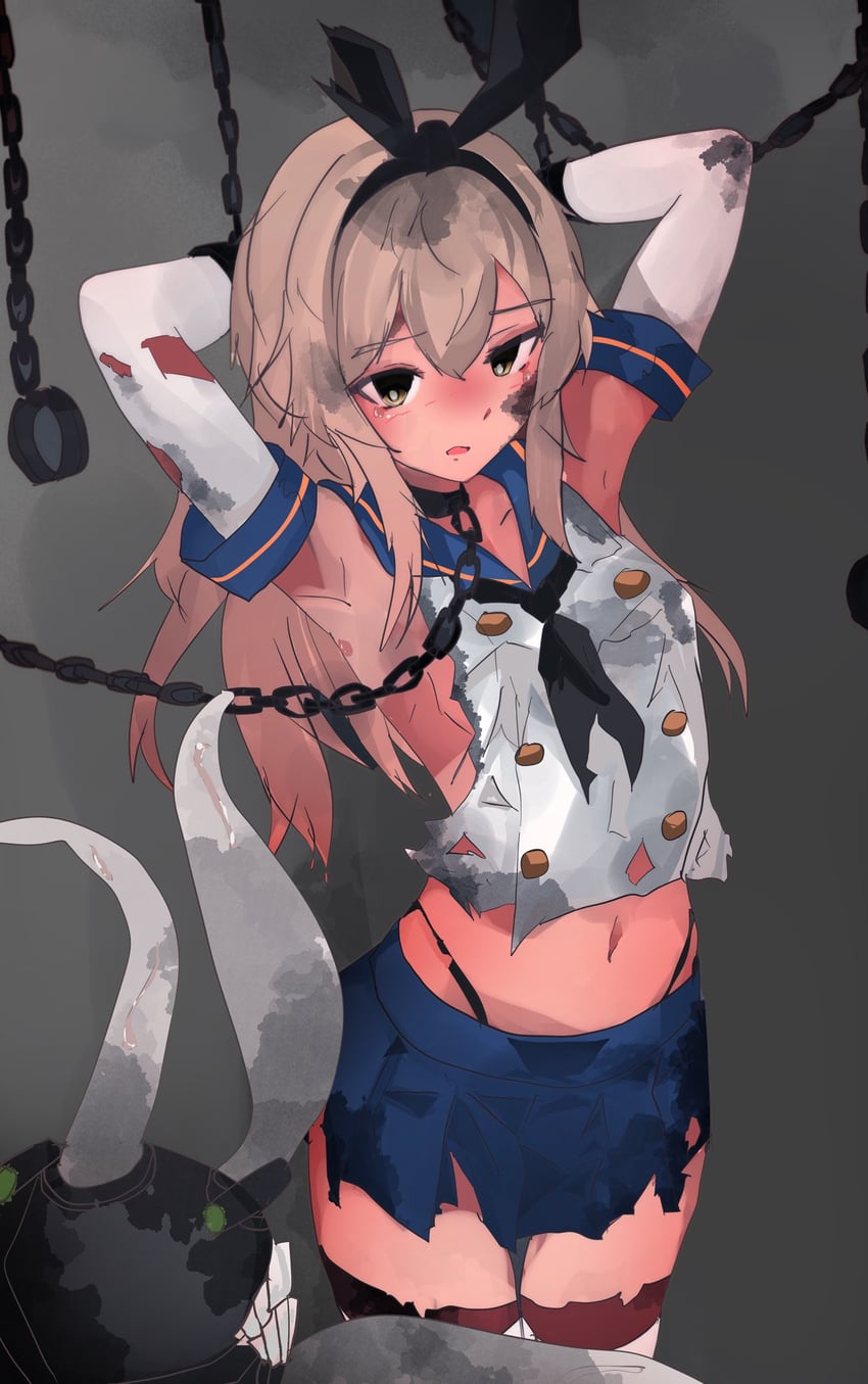 shimakaze and enemy naval mine (kantai collection) drawn by miron_(mirona33)