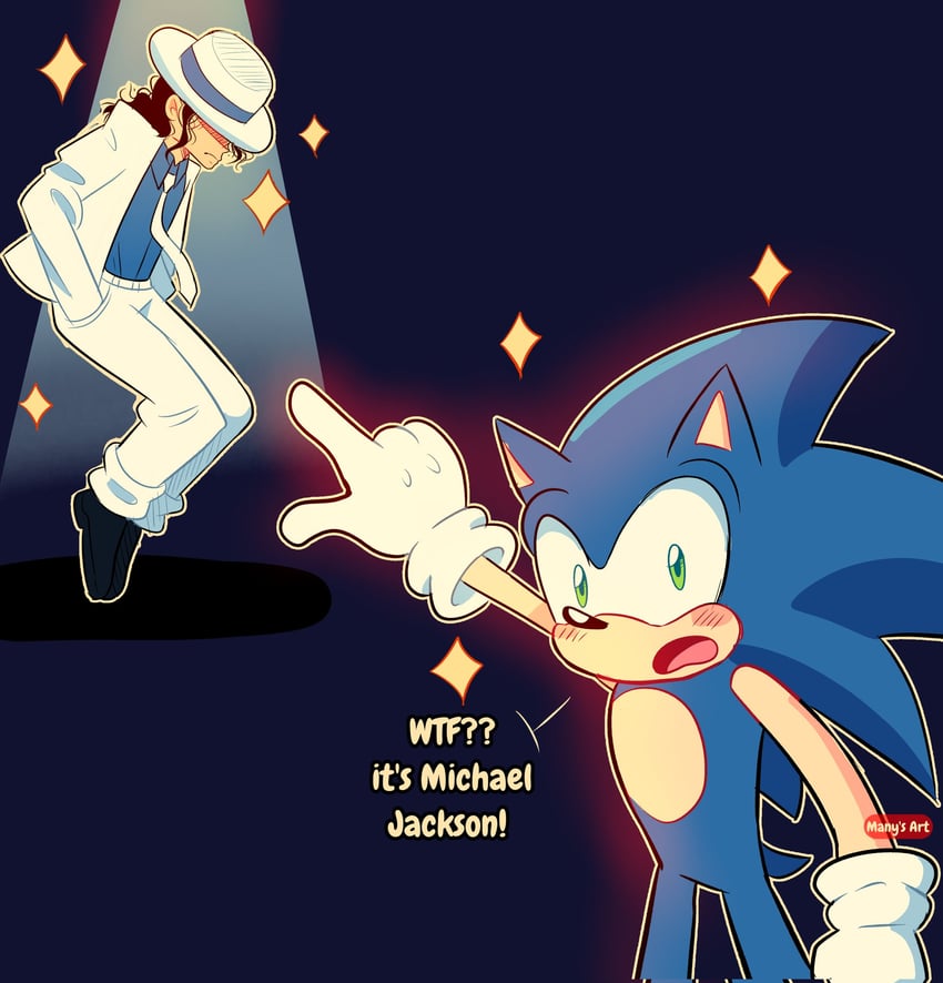 sonic the hedgehog and michael jackson (real life and 3 more) drawn by manysart1