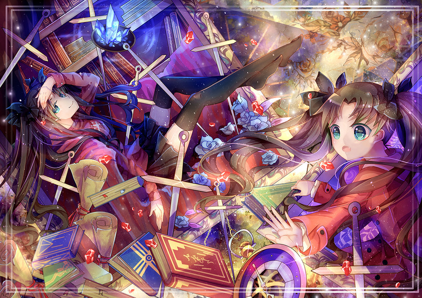 tohsaka rin (fate and 2 more) drawn by yasato