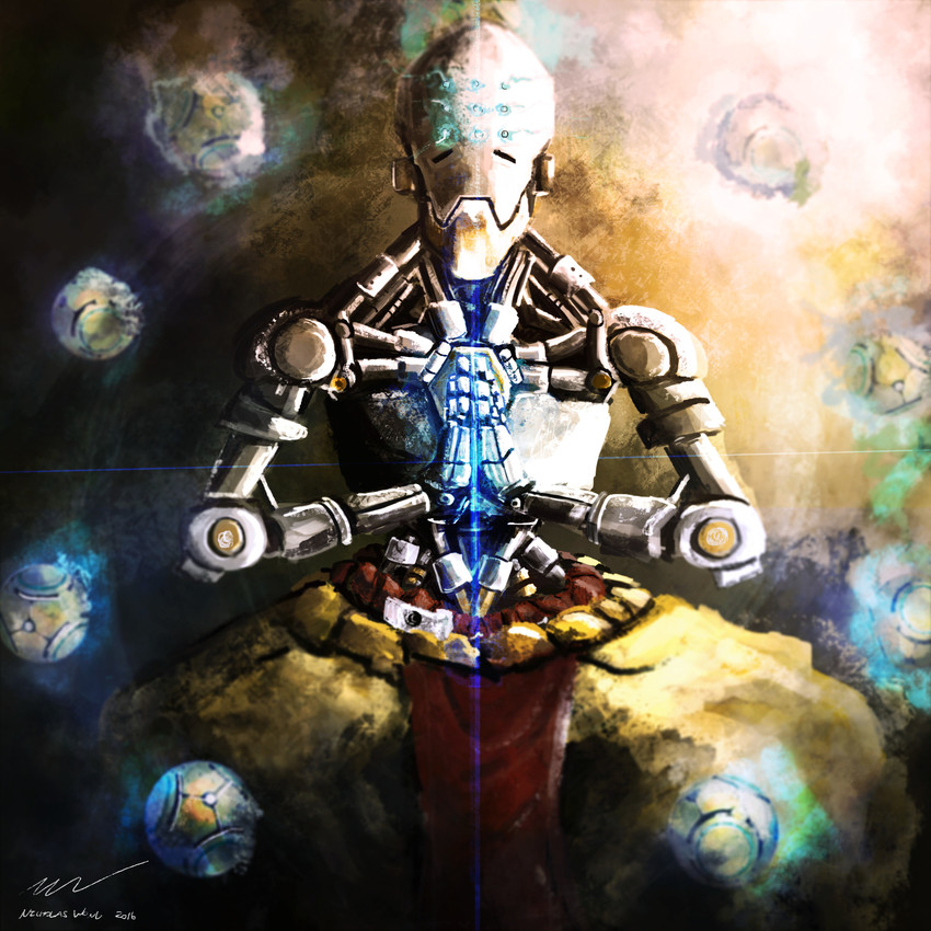 zenyatta (overwatch and 1 more) drawn by nicholas_wong
