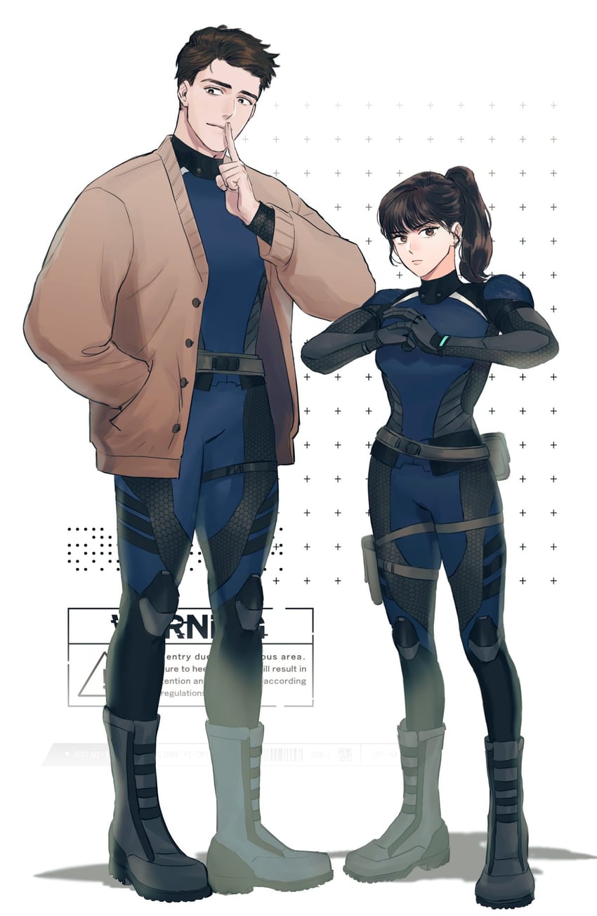 jihyeok seo and baek ae-young (eoduun badaui deungbul-i doeeo) drawn by samban_doyo