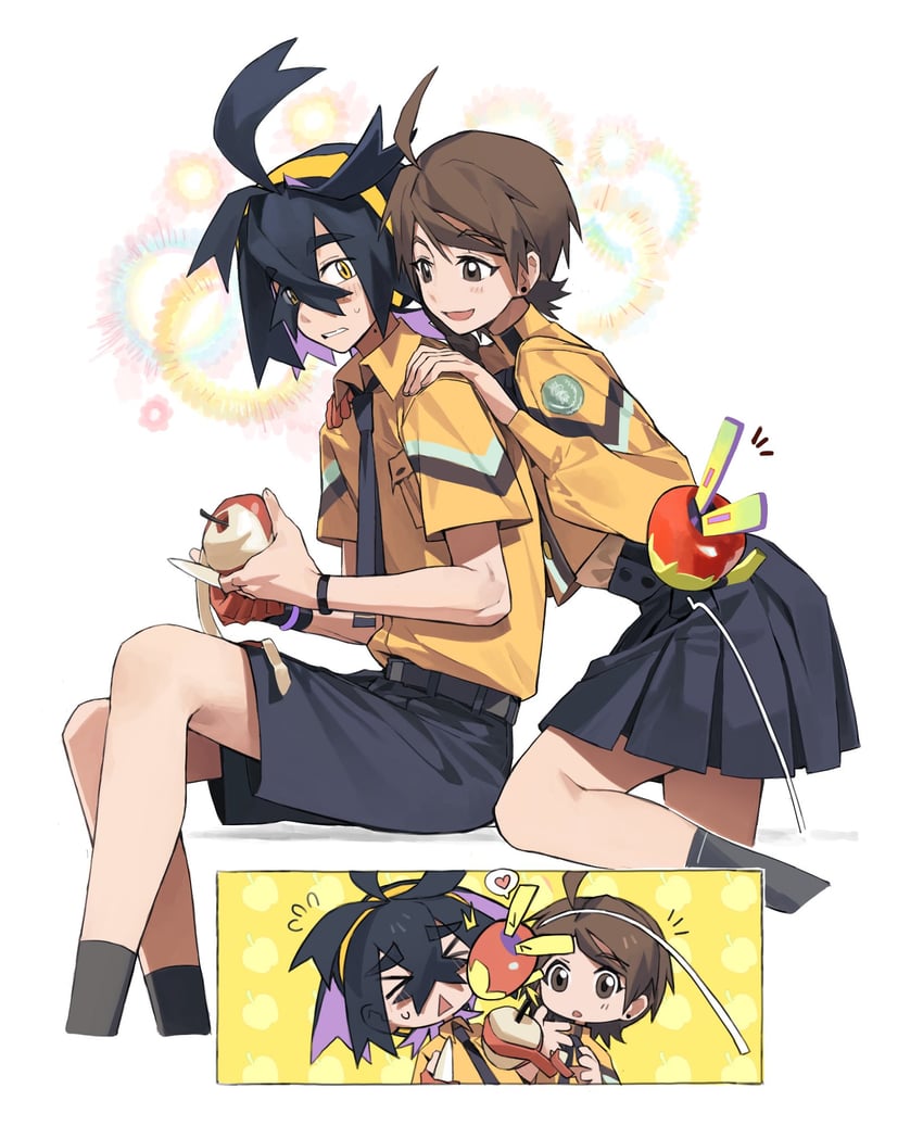 kieran, juliana, and applin (pokemon and 1 more) drawn by knifedragon
