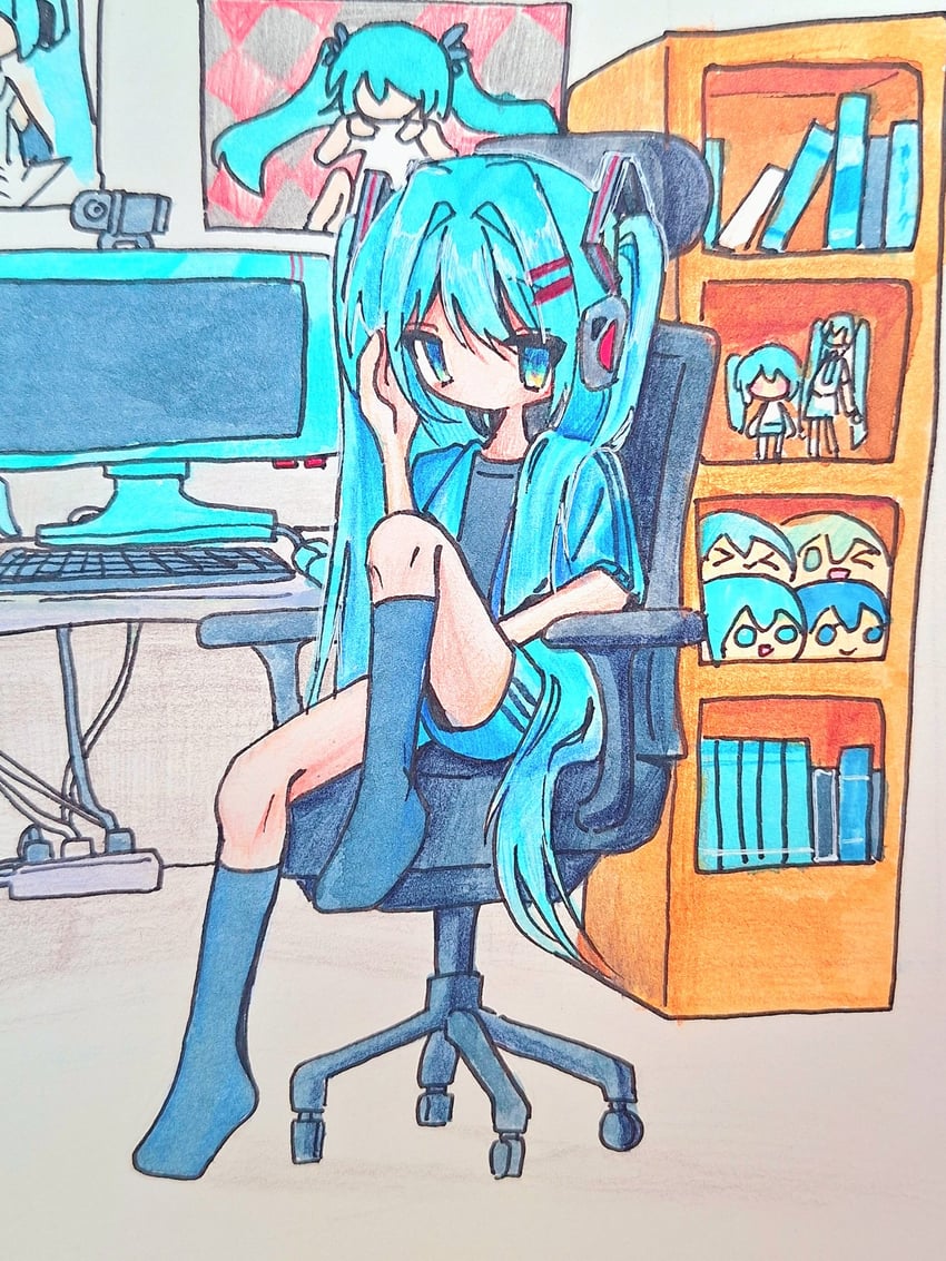 hatsune miku (vocaloid and 1 more) drawn by sn_(sn_utu00)