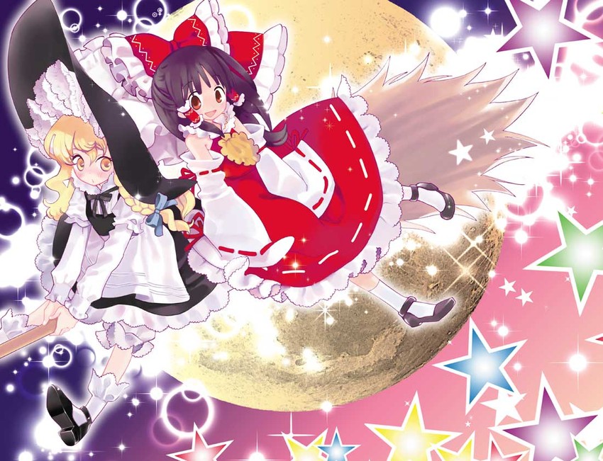 hakurei reimu and kirisame marisa (touhou) drawn by kemeko_(artist)