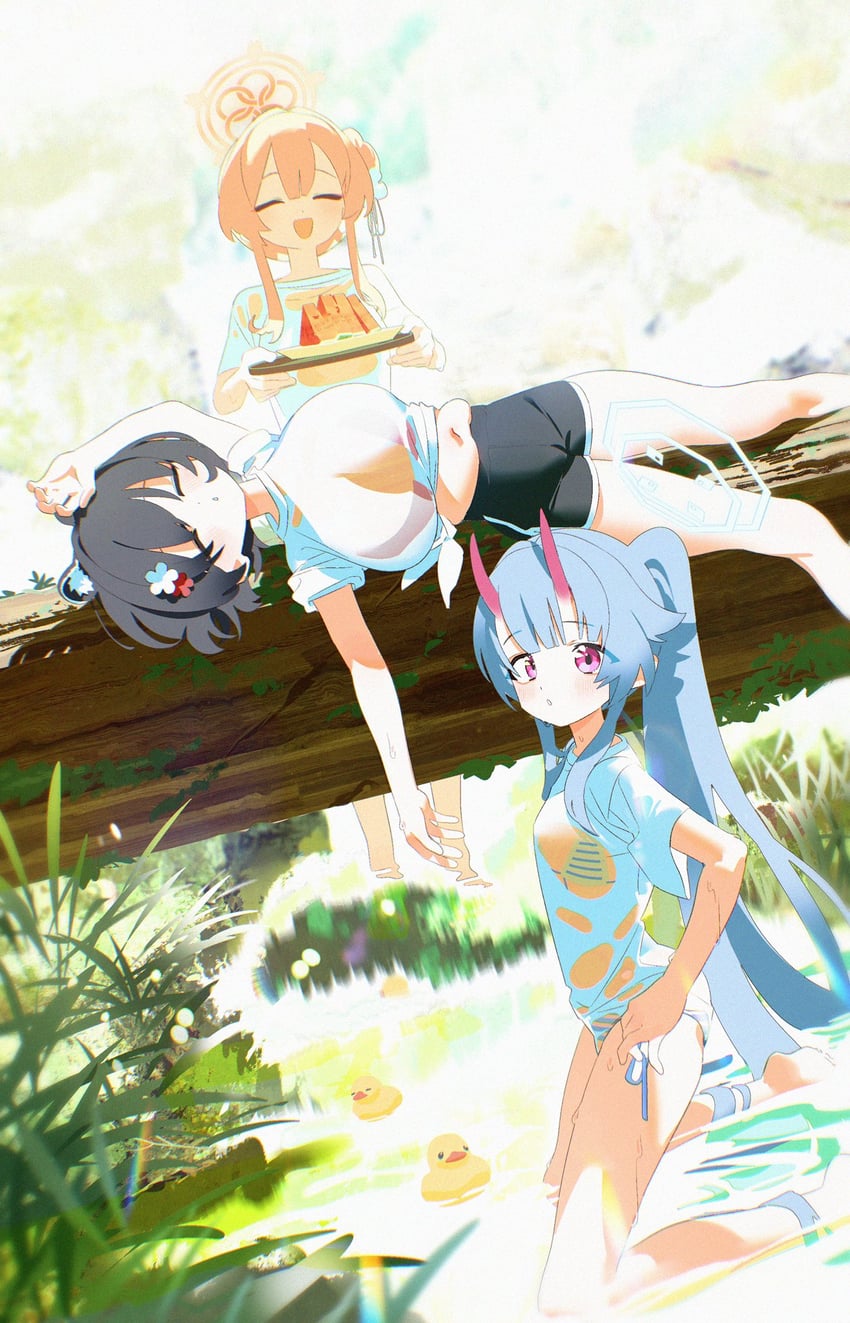 tsubaki, chise, and mimori (blue archive) drawn by bm_tol