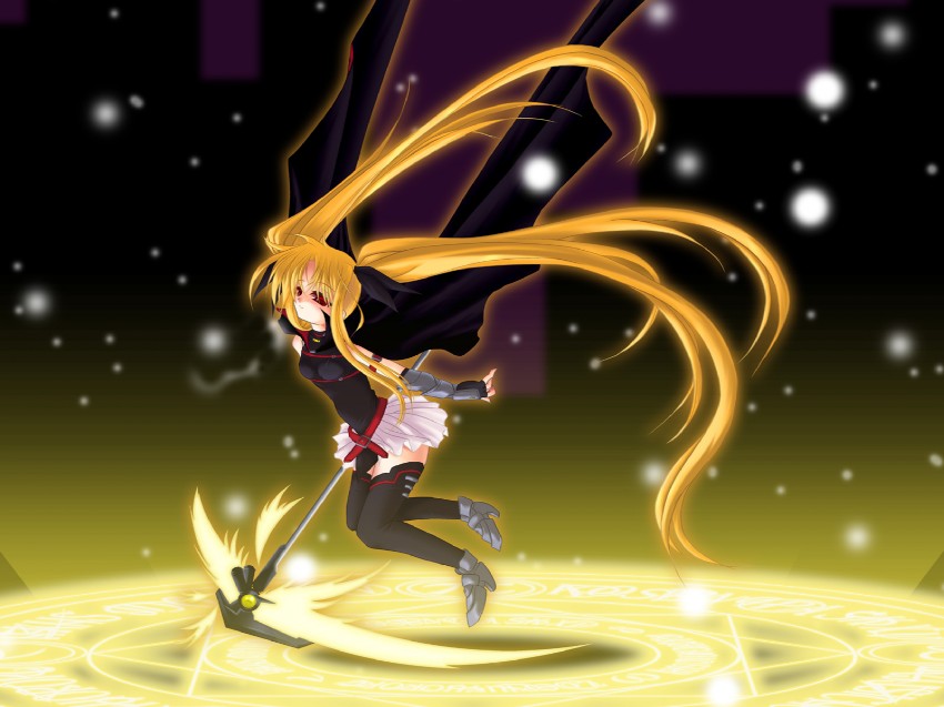fate testarossa and bardiche (lyrical nanoha and 2 more) drawn by frapowa