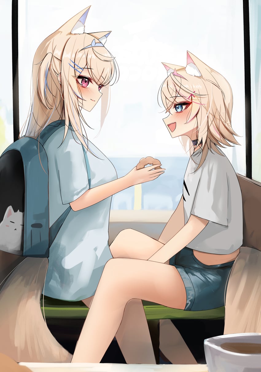 fuwawa abyssgard, mococo abyssgard, and perroccino (hololive and 1 more) drawn by rifufu