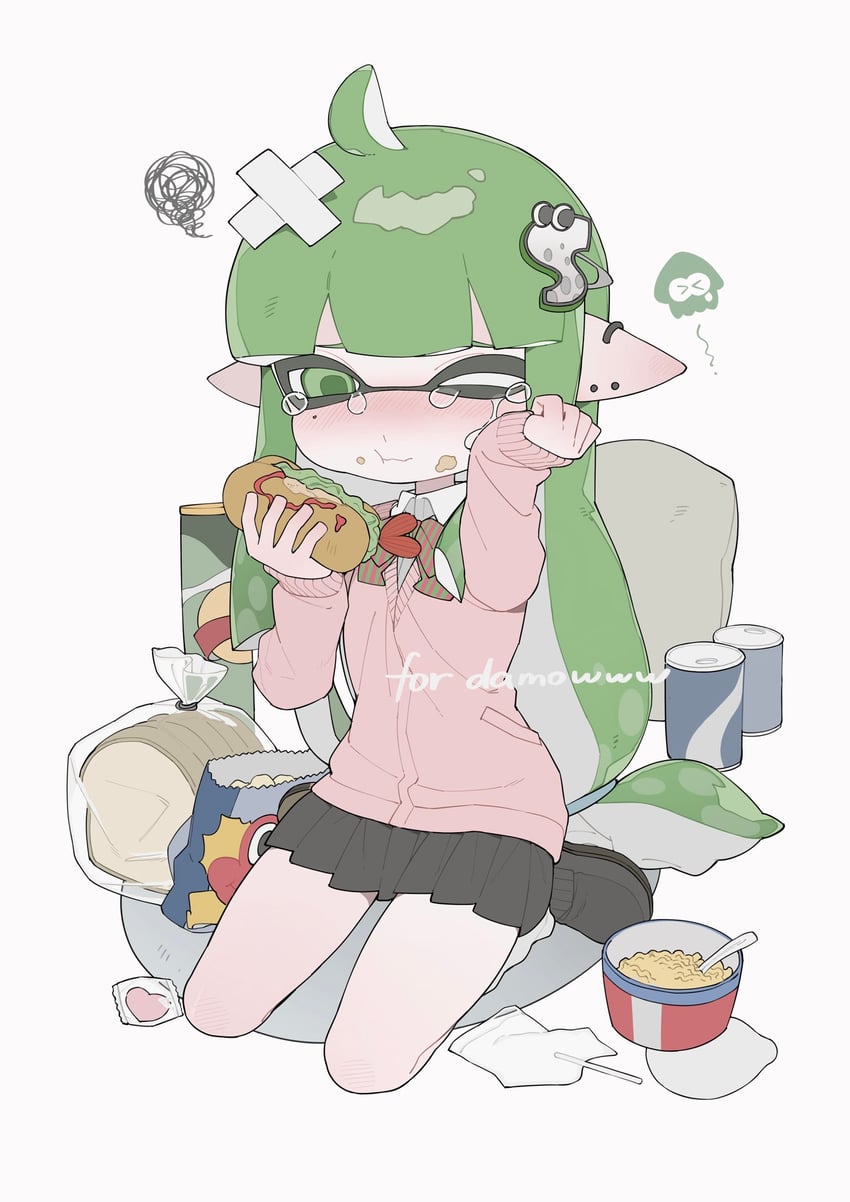 inkling player character and inkling girl (splatoon) drawn by gomi20021021