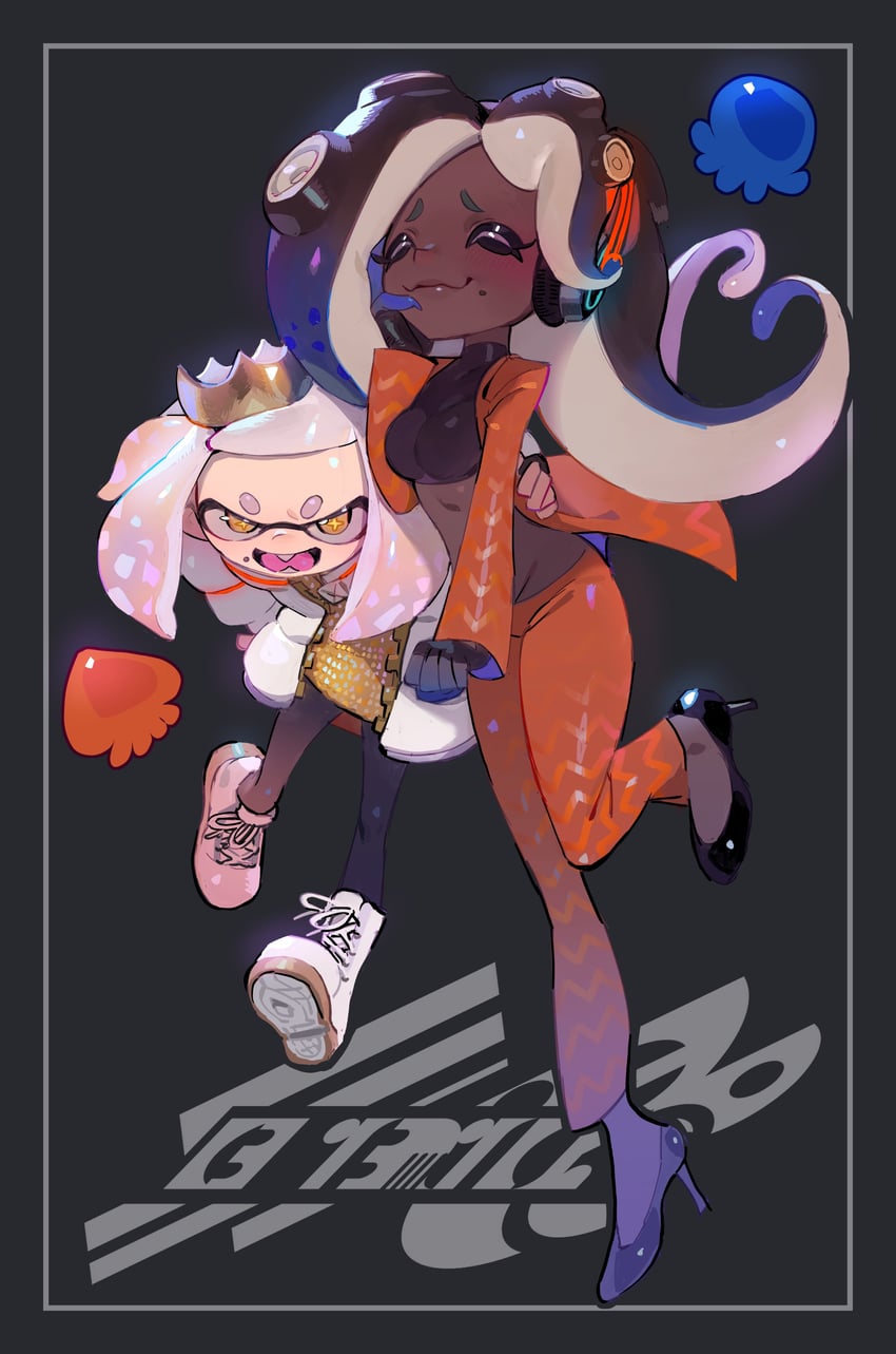 marina and pearl (splatoon and 1 more) drawn by usa_go13