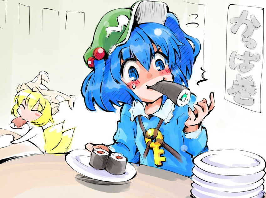 yakumo ran and kawashiro nitori (touhou) drawn by shinapuu