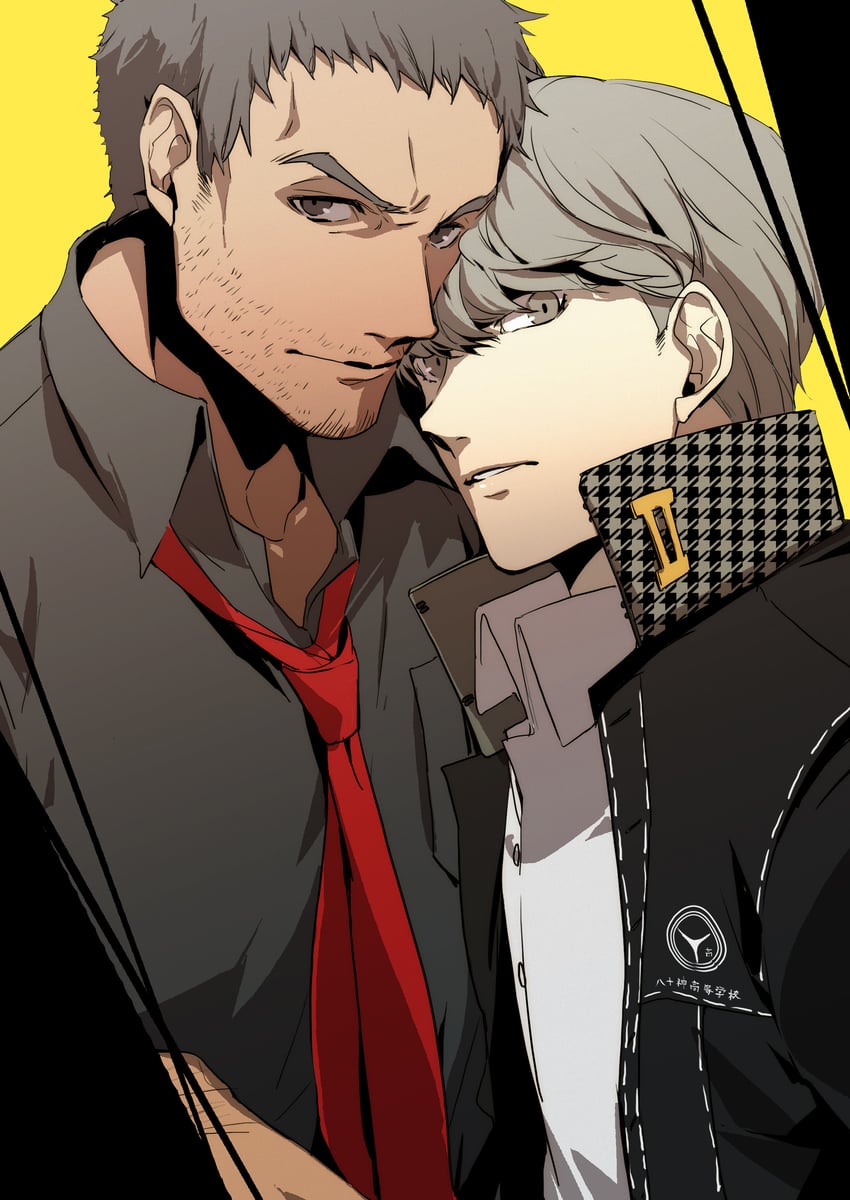 narukami yu and doujima ryoutarou (persona and 1 more) drawn by no-kan