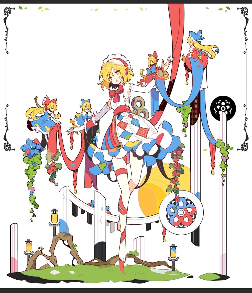 alice margatroid, shanghai doll, and hourai doll (touhou) drawn by ideolo