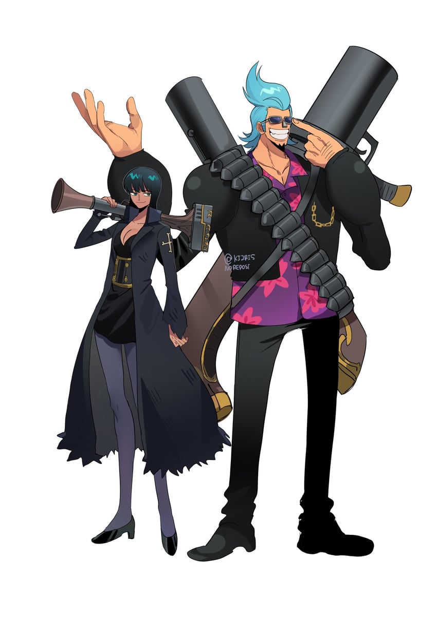 nico robin and franky (one piece and 1 more) drawn by ki2ri5