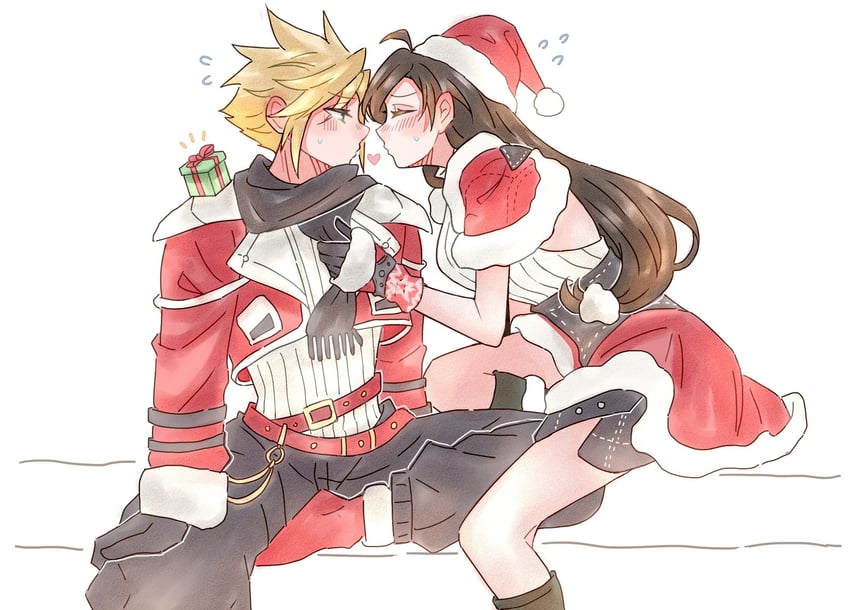 tifa lockhart and cloud strife (final fantasy and 2 more) drawn by 7_(milu577610)