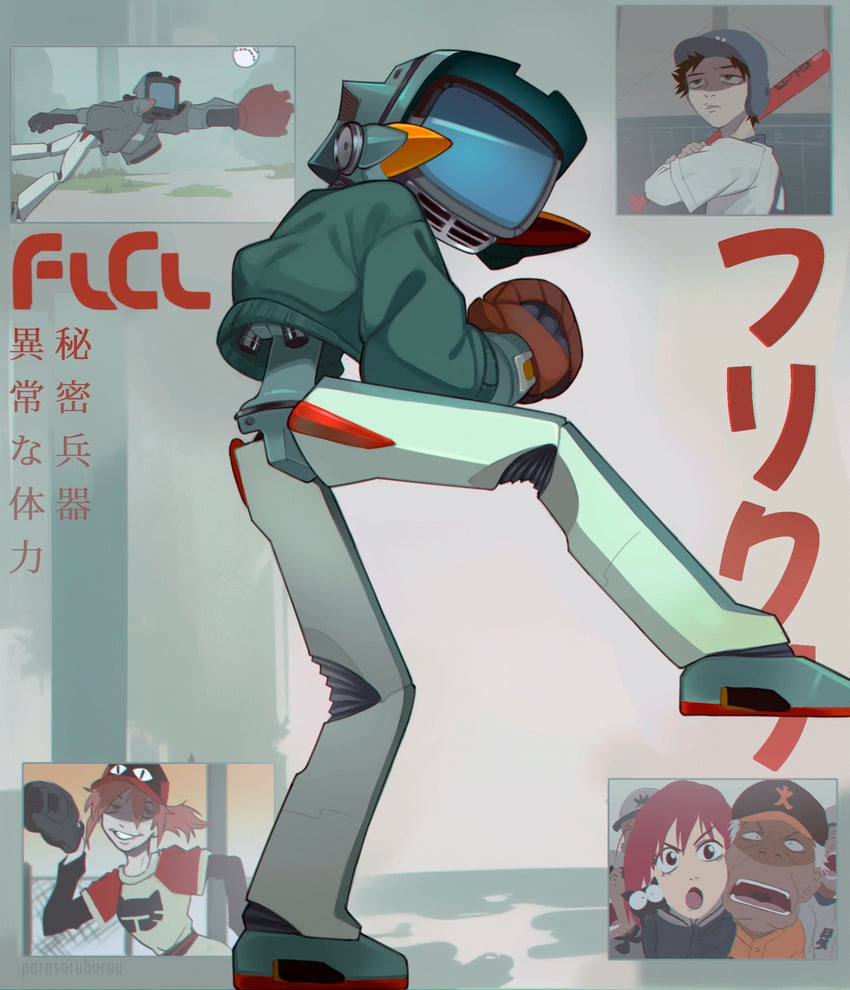 haruhara haruko, samejima mamimi, nandaba naota, canti, takkun, and 1 more (flcl) drawn by parasoru_buruu
