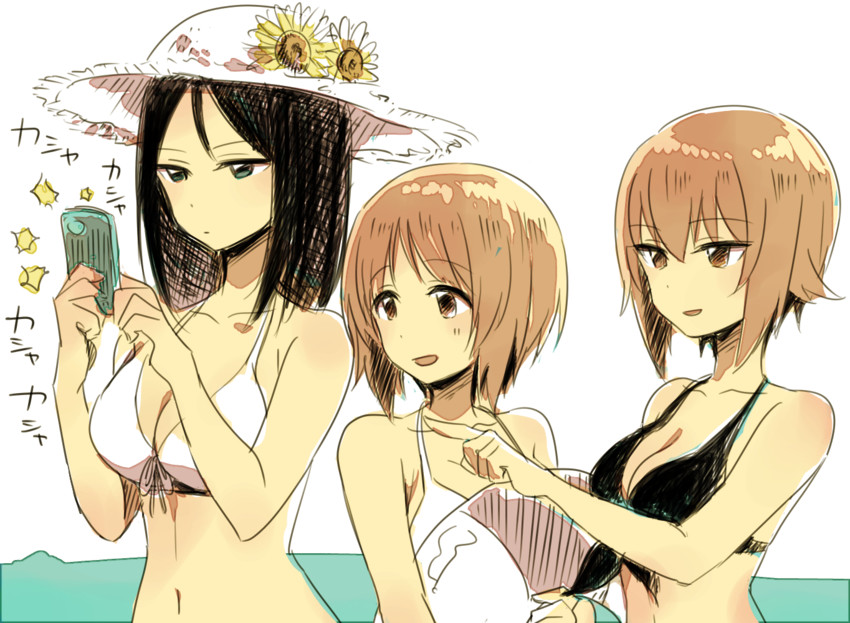 nishizumi miho, nishizumi maho, and nonna (girls und panzer) drawn by musshu_(omu001)