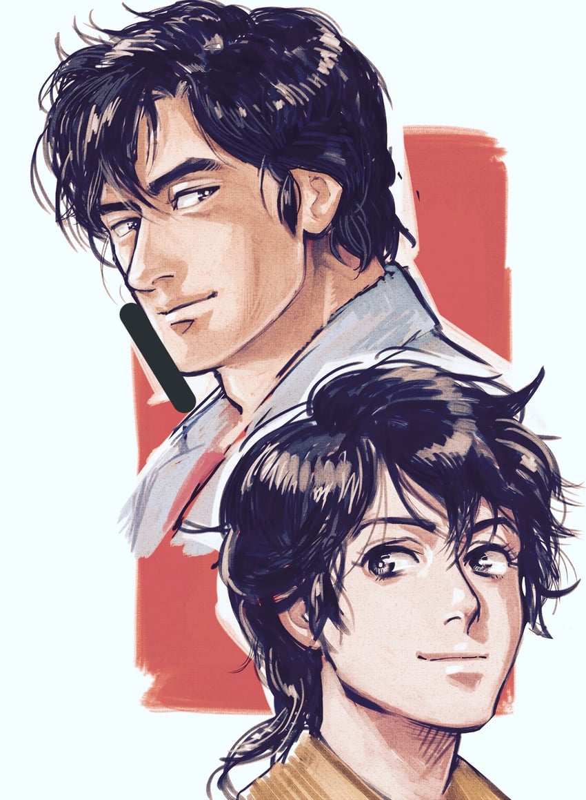 saeba ryou and makimura kaori (city hunter) drawn by tobo_katsuo