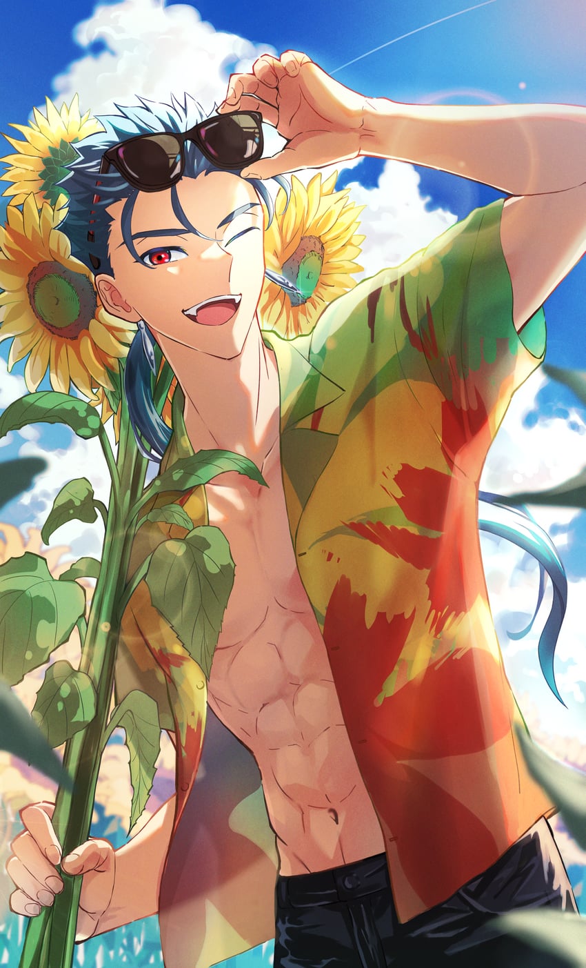 cu chulainn (fate and 1 more) drawn by kiriko_(onigiri21)