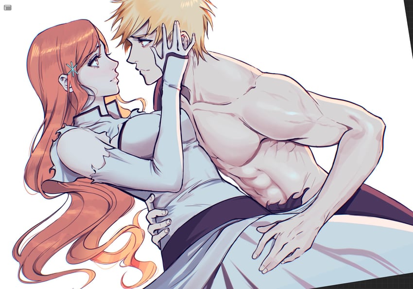 inoue orihime and kurosaki ichigo (bleach) drawn by viii_00908