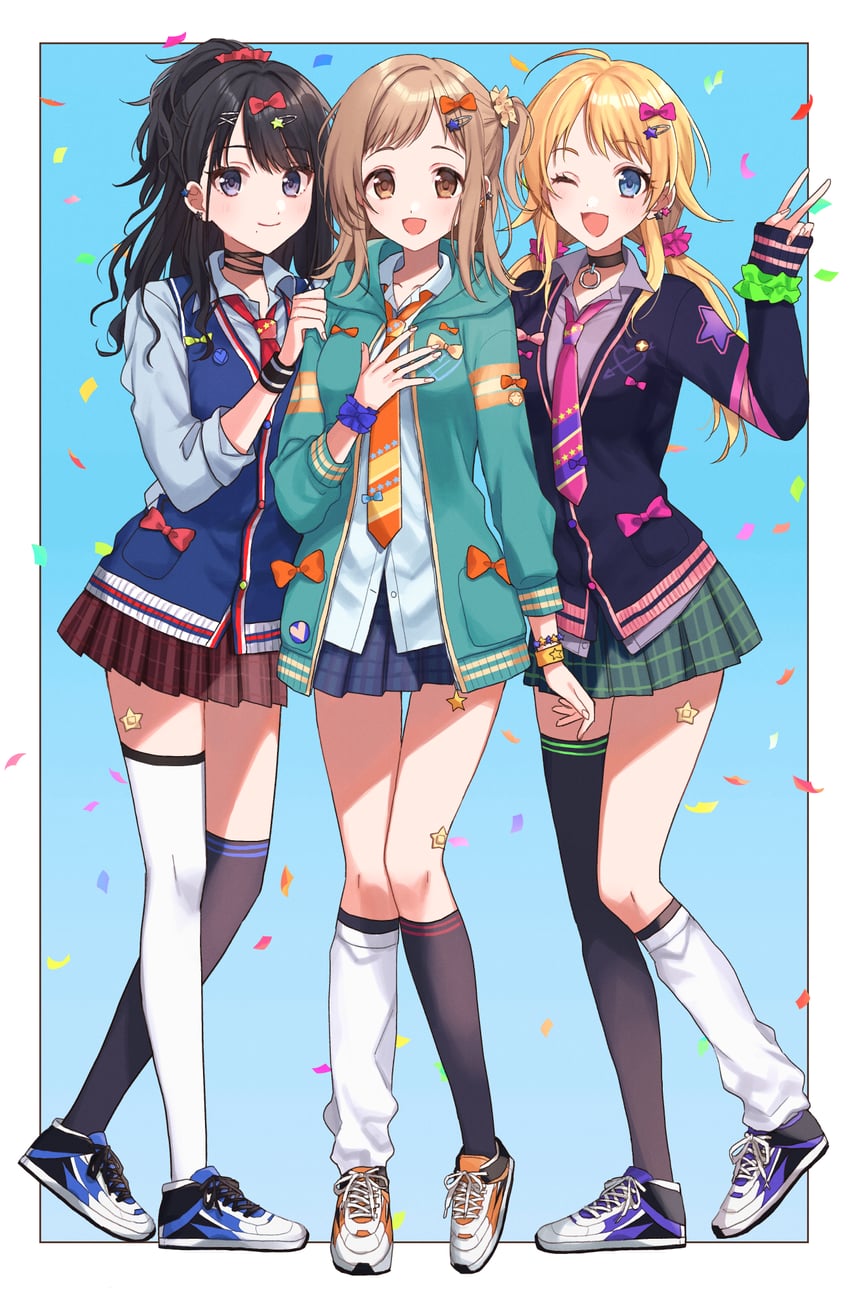 hachimiya meguru, sakuragi mano, and kazano hiori (idolmaster and 1 more) drawn by hinata_(existence)