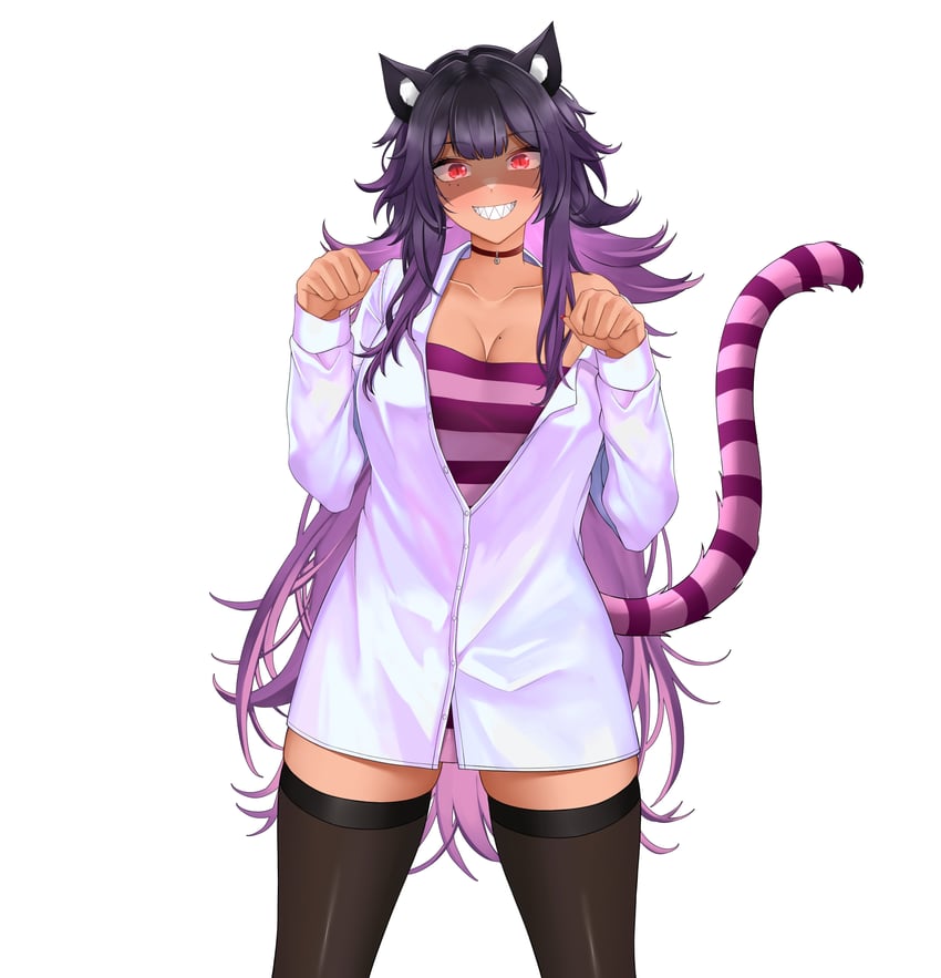 cheshire cat and scarle yonaguni (nijisanji and 2 more) drawn by landacdeus