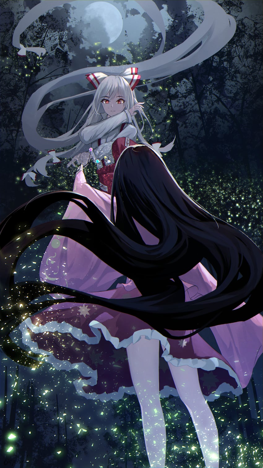 fujiwara no mokou and houraisan kaguya (touhou) drawn by eps3rd