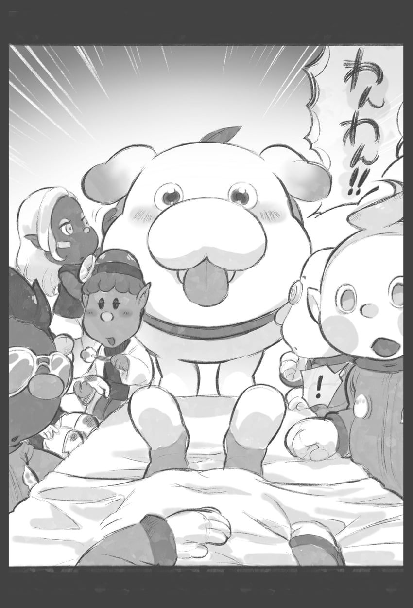 rescue officer, oatchi, shepherd, collin, dingo, and 3 more (pikmin and 1 more) drawn by toumin_chuu