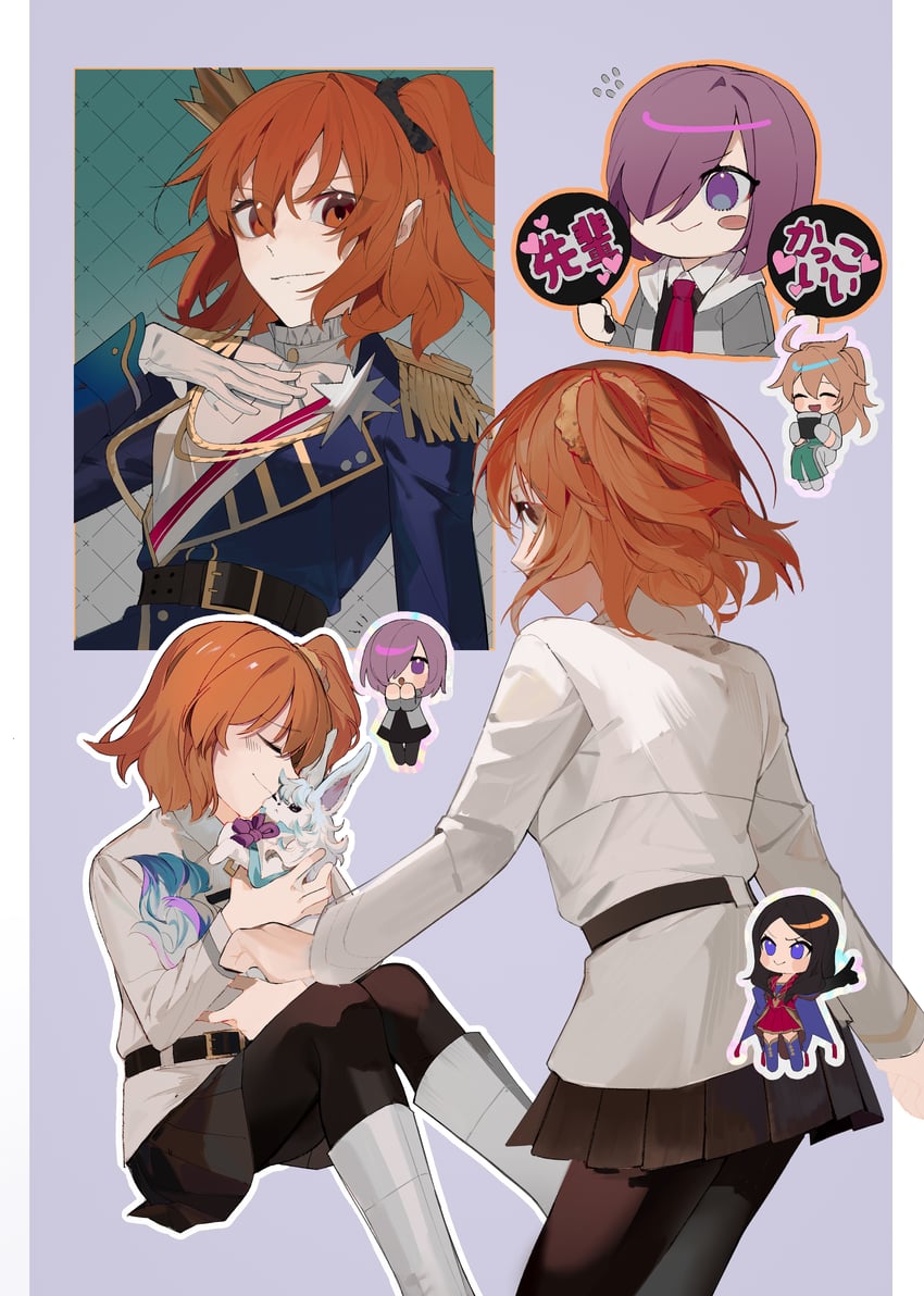 mash kyrielight, fujimaru ritsuka, fou, leonardo da vinci, and romani archaman (fate and 1 more) drawn by yukkuri_(fumoyun)