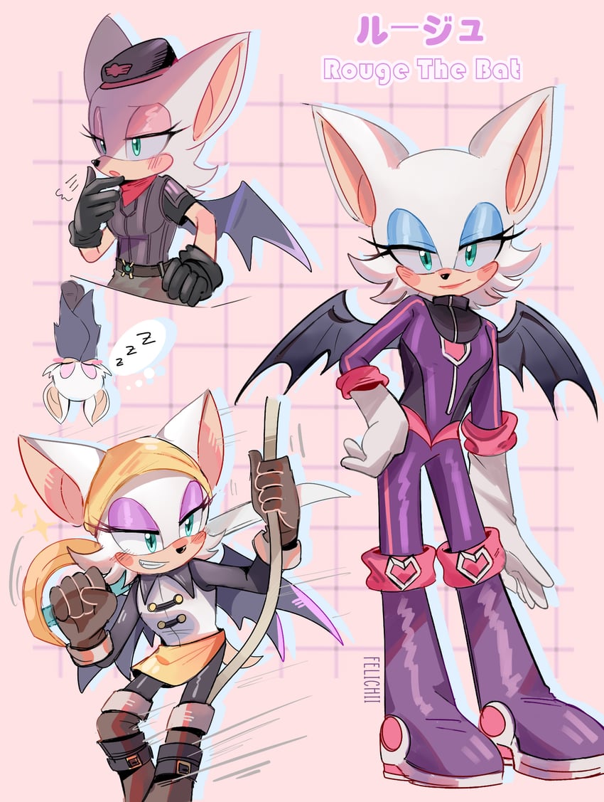 rouge the bat, rebel rouge, and batten rouge (sonic and 1 more) drawn by felichiii