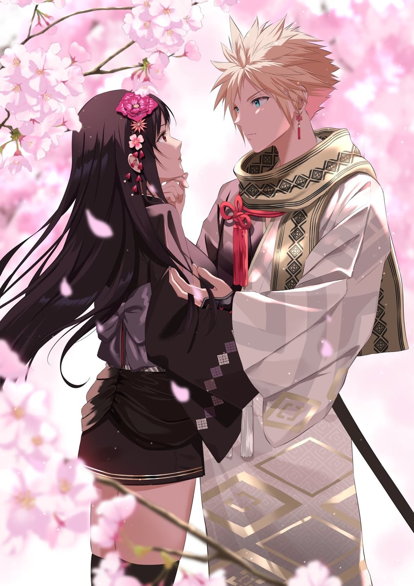tifa lockhart and cloud strife (final fantasy and 3 more) drawn by befirst_b