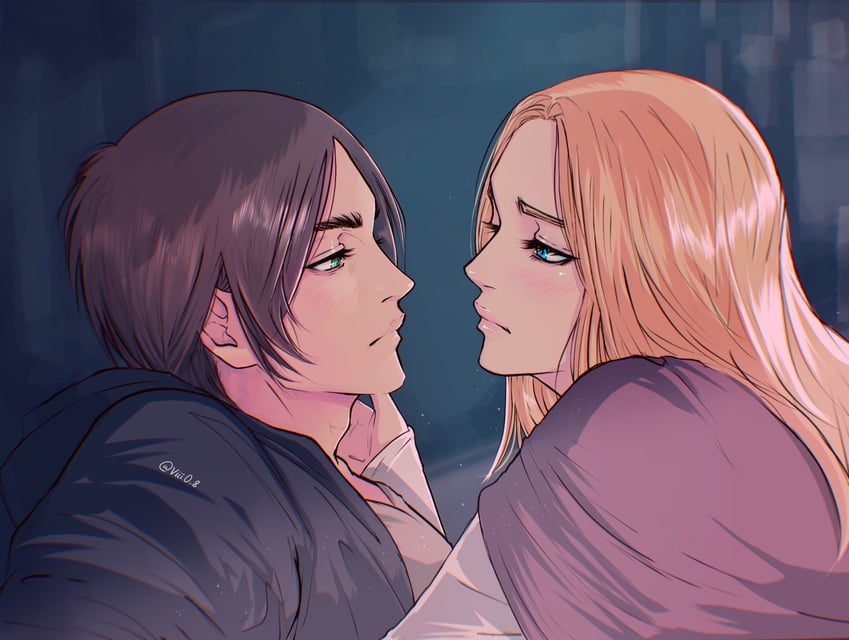 eren yeager and krista lenz (shingeki no kyojin) drawn by viii0_8