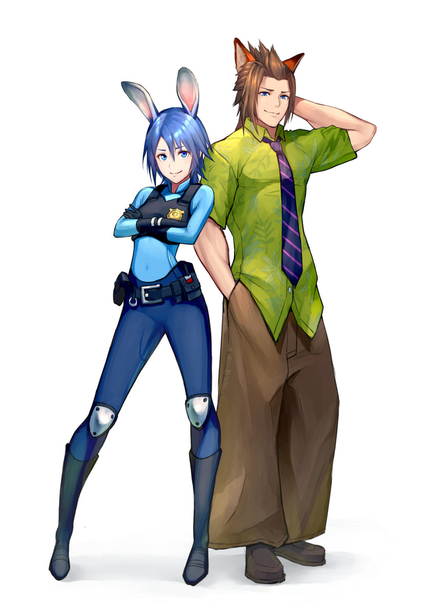 aqua, judy hopps, terra, and nick wilde (kingdom hearts and 2 more) drawn by gogo_(detteiu_de)