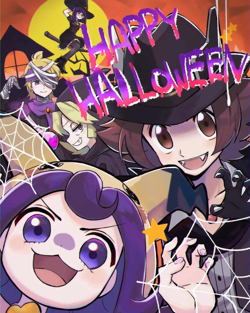 morty, shauntal, agatha, acerola, and hilbert (pokemon and 4 more) drawn by watta02614129