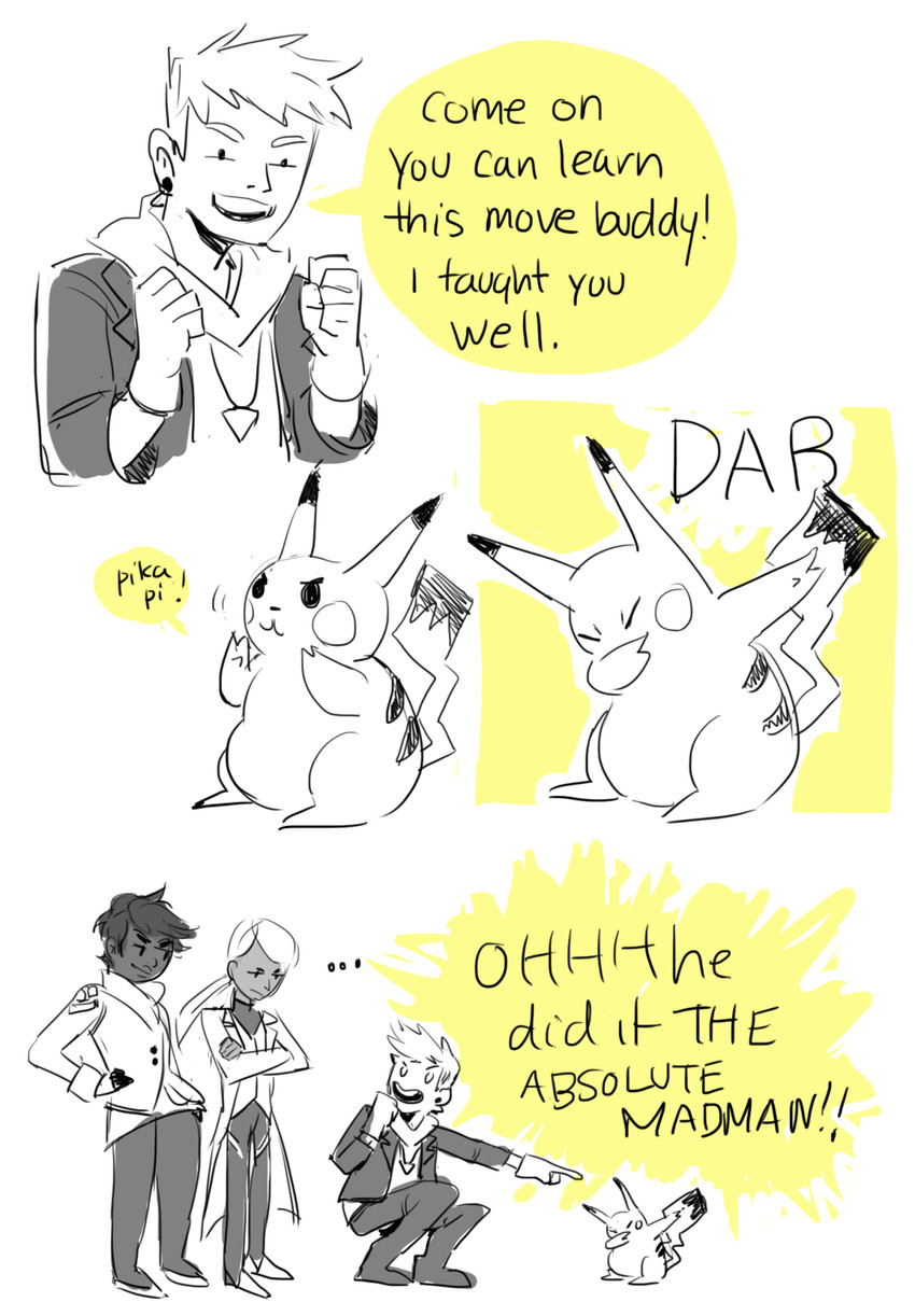 pikachu, spark, candela, and blanche (pokemon and 1 more) drawn by jununy