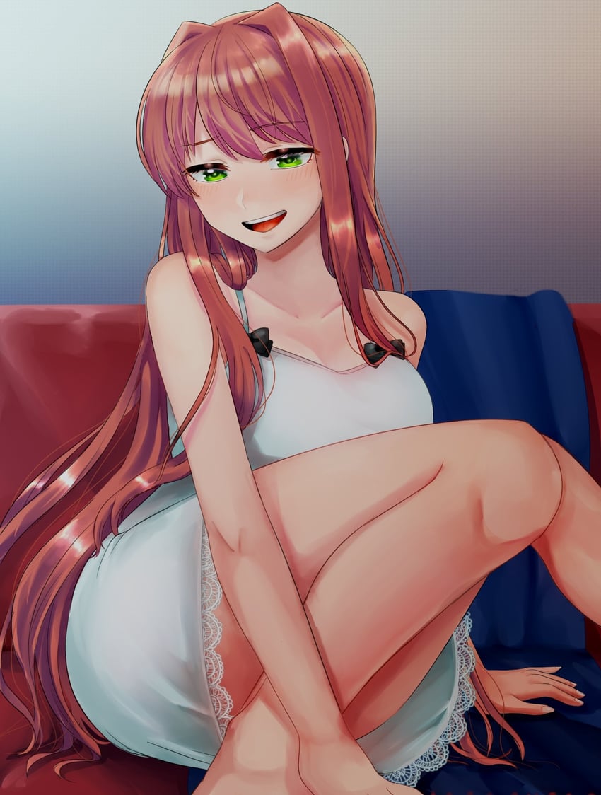 monika (doki doki literature club) drawn by hiota_(kuhi_0301)