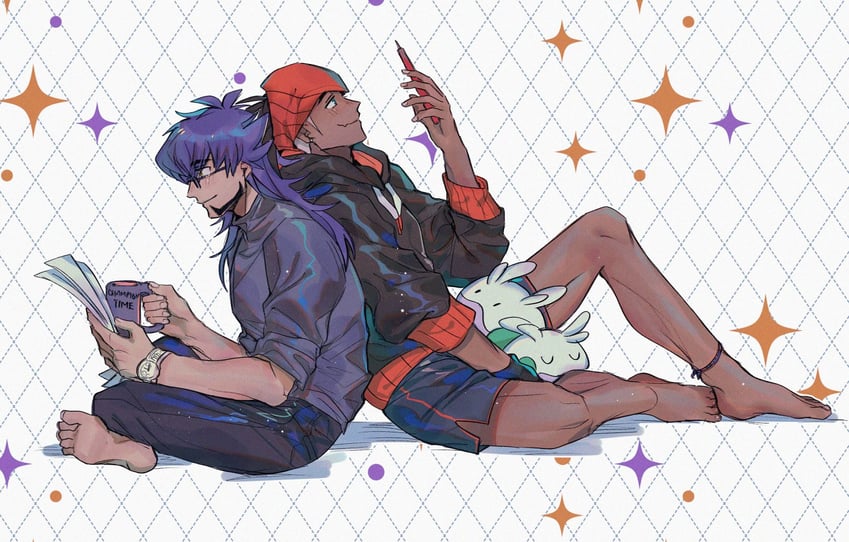 leon, raihan, and goomy (pokemon and 1 more) drawn by chiyo_(miichiyochin)
