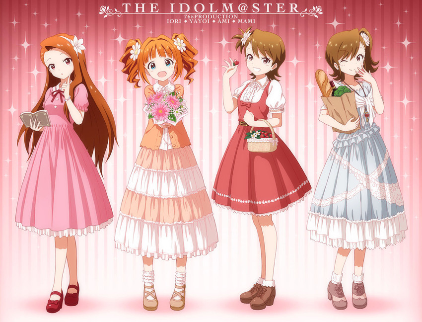 minase iori, takatsuki yayoi, futami mami, and futami ami (idolmaster) drawn by outsider_0