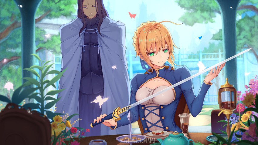 artoria pendragon, saber, and lancelot (fate and 1 more) drawn by rafael-m