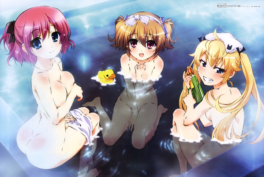 matsushima michiru, irisu makina, and komine sachi (megami magazine and 2 more) drawn by yano_akane